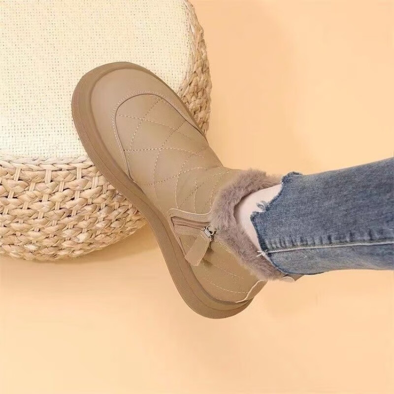 回力四季新款雪地靴女冬季2025年新款加绒加厚东北大棉鞋防水防滑保暖短靴 黑色 加绒 37