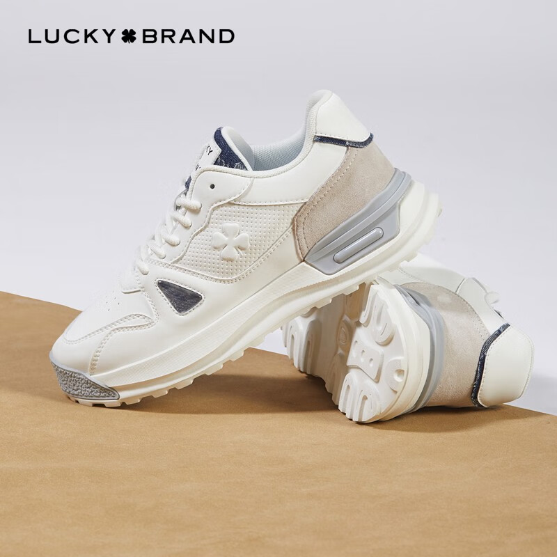 lucky brand四叶草板鞋 男士【专柜同款】透气舒适潮流透气真皮休闲鞋