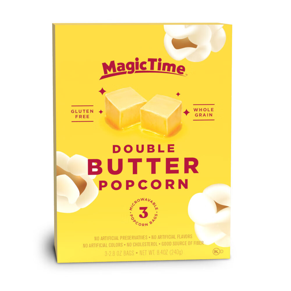 魔法時光magic time白切達奶酪味玉米爆米花零食小吃微波咸味好吃健康代餐 雙重黃油味微波爆米花240g(咸味)