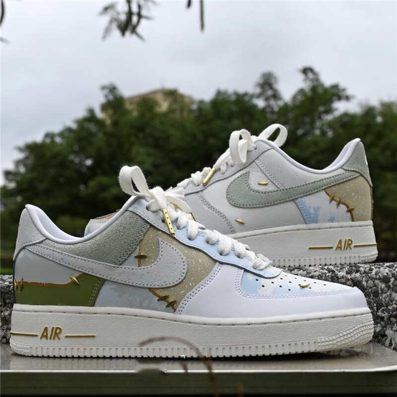 耐克nike air force 1 白色拼接彩色鸳鸯空军一号板鞋 fb4957-111 fb