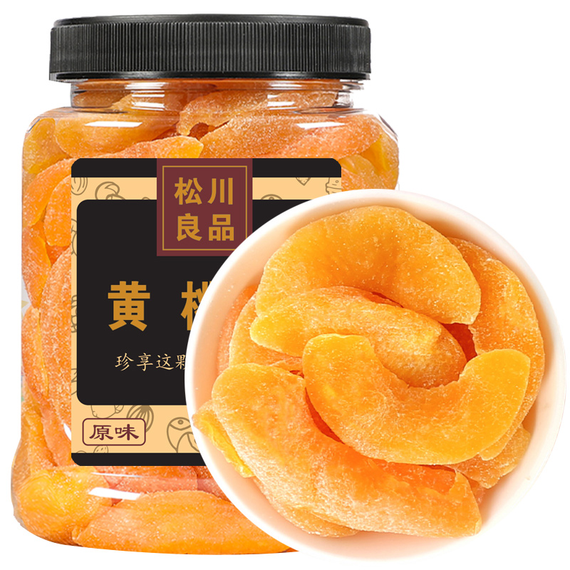 松川良品 黄桃干 果干蜜饯果脯特产 办公室休闲零食品铺子 400g 罐装
