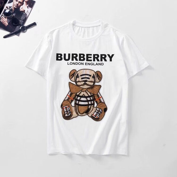 黑白造潮牌2020春夏季印花小熊短袖t恤男女情侣款韩版宽松圆体恤 白色