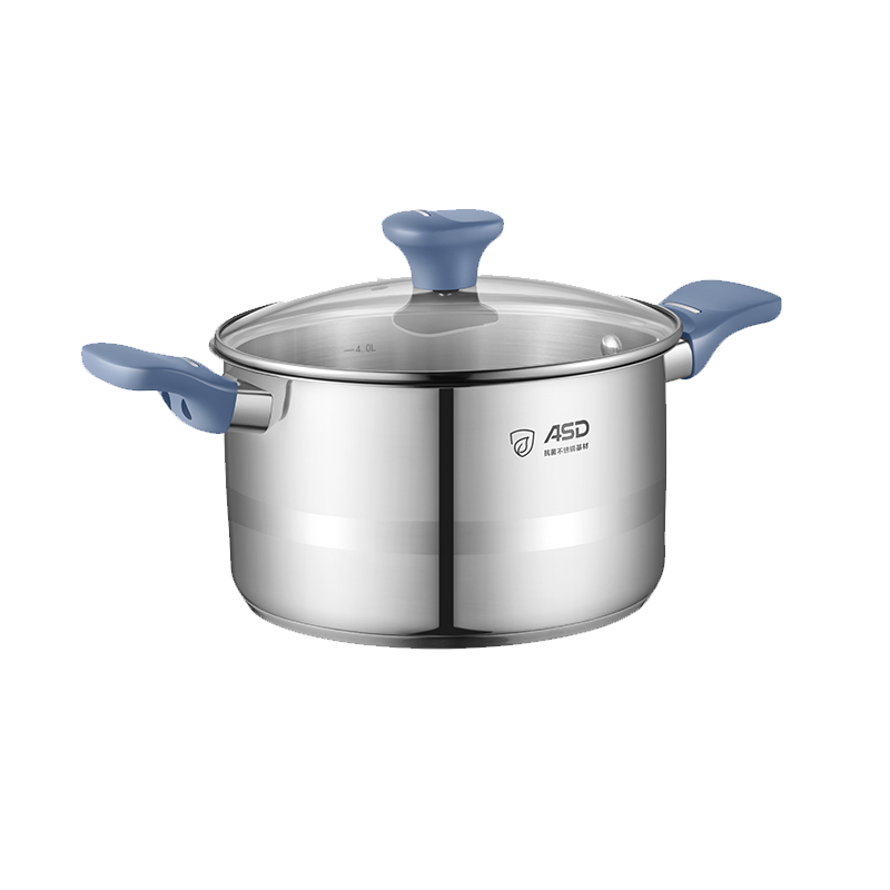 爱仕达奶锅汤锅抗菌不锈钢婴儿宝宝辅食锅家用热奶煮面熬粥锅燃气电磁用 抗菌不锈钢汤锅 24cm