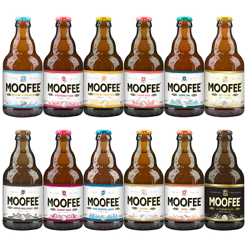 慕妃（MOOFEE）比利时原装进口 精酿啤酒 慕妃全家福330ml*12瓶 12种口味组合果啤 修道院风味等