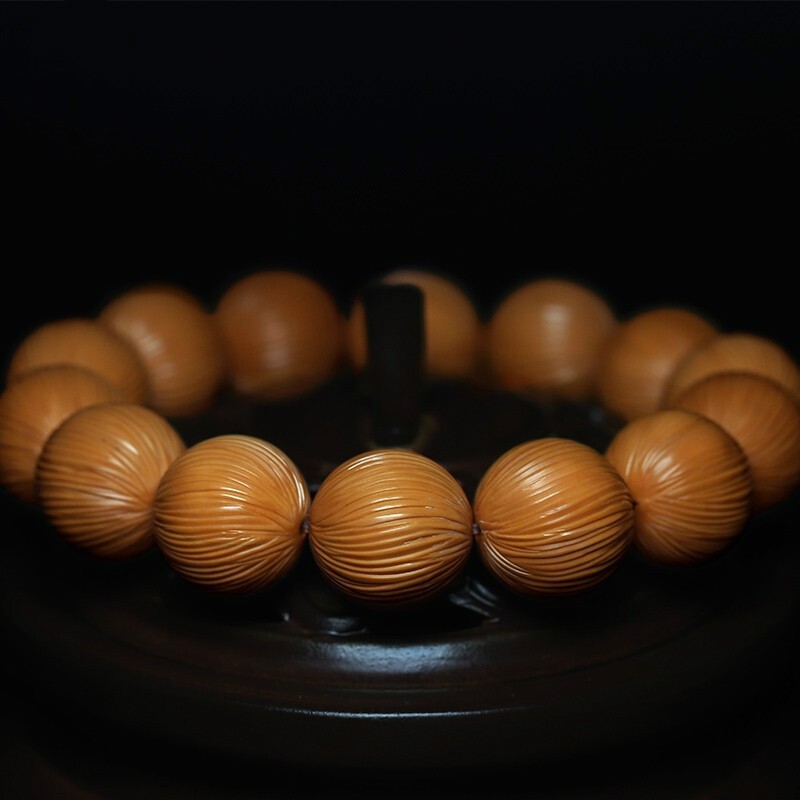 顶盈 拉丝猴头手串 手工雕刻文玩精品核桃光珠老型佛珠18手链 15mm