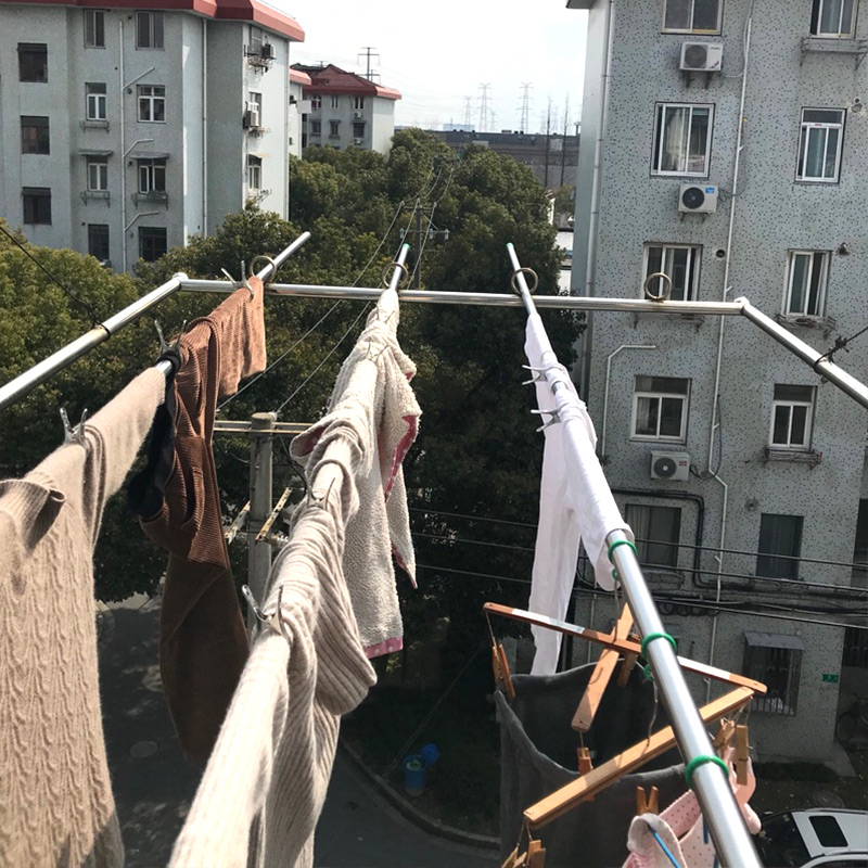 诗澜雅不锈钢阳台伸缩杆 子竹竿晾衣杆室内单杆室外凉衣服晒被子晾