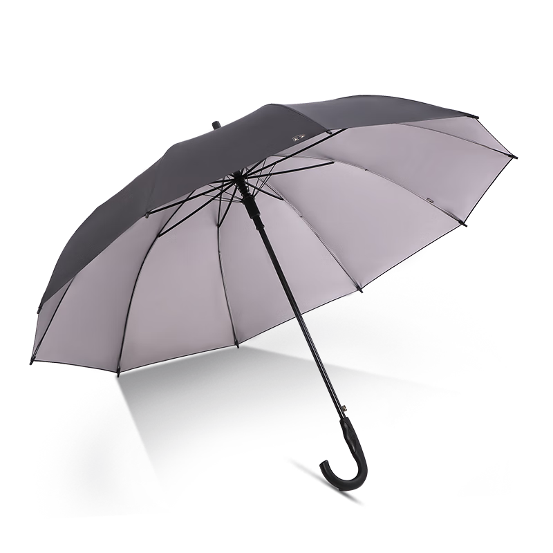 天堂伞 雨伞半自动长柄伞易甩干加大商务伞男士女士直杆晴雨伞 193E银胶 黑色100037681952