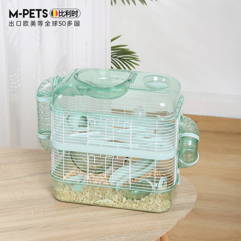 M-PETSMPETS中恒寵物倉鼠籠子超大別墅防越獄三層大空間金絲熊管道浴室 三層靜音款-綠色