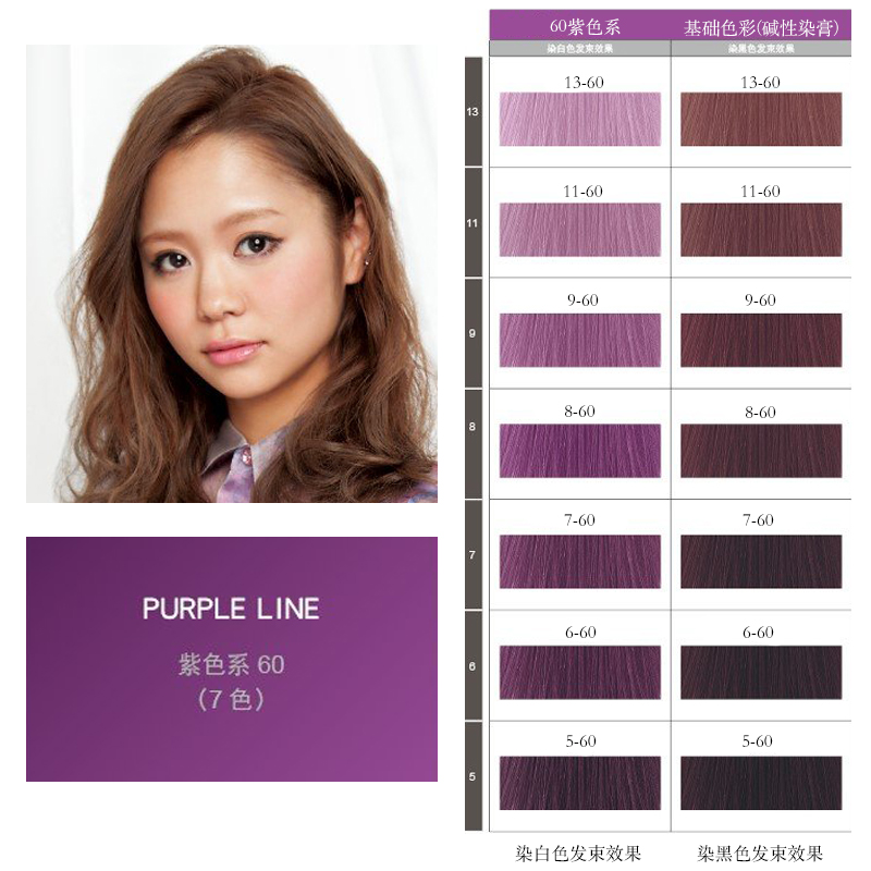 玫丽盼染膏日本milbon玫丽盼染膏80g赠原装双氧网红款 紫色系60(中性