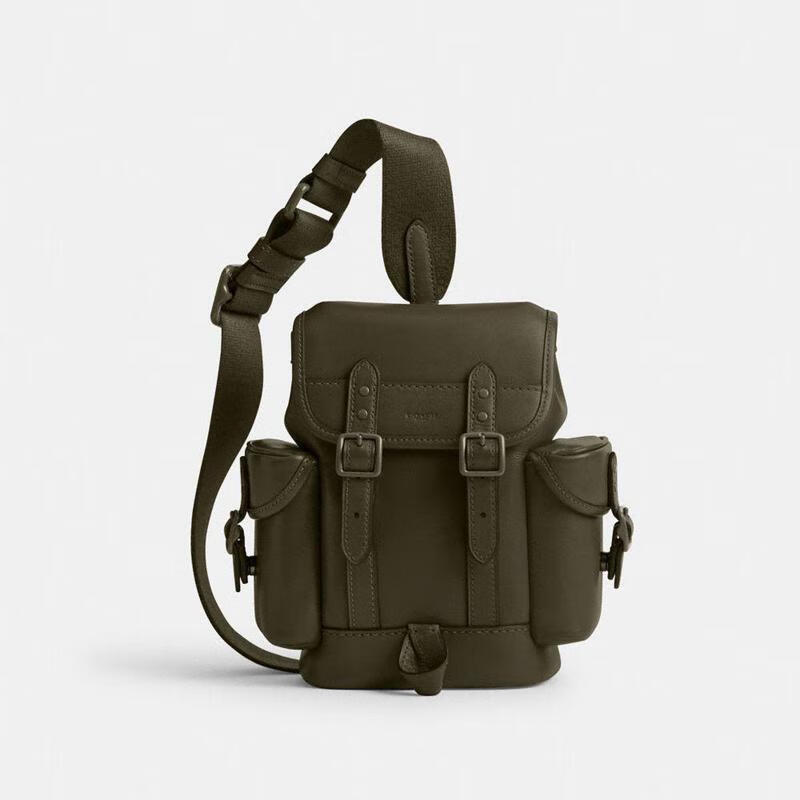 蔻馳（COACH）Hitch Backpack 13 英倫風(fēng)大容量背包男士雙肩包情人節禮物 Army Green