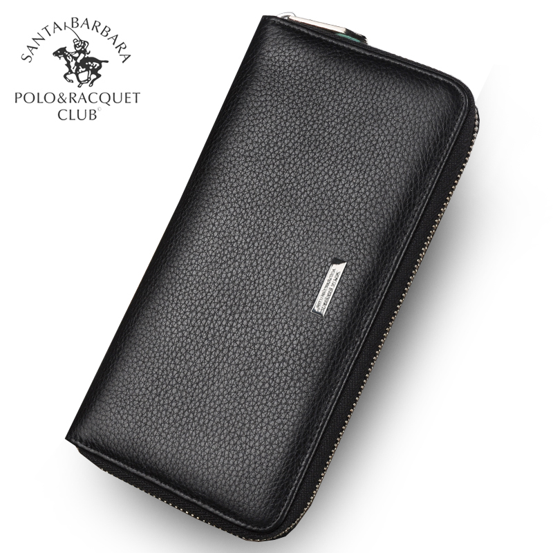 七夕节礼物圣大保罗手包男青年商务长款钱包拉链手拿包头层牛皮手抓