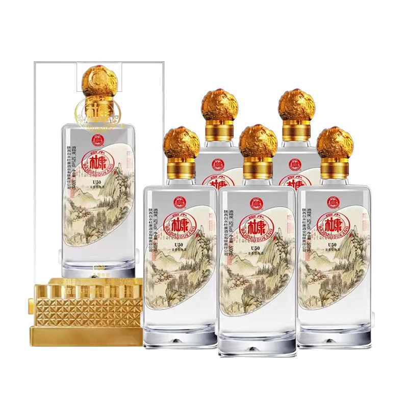 浓香型白酒 宴请送礼自饮粮食礼盒装酒水 52度 500ml 6瓶 杜康u50山水