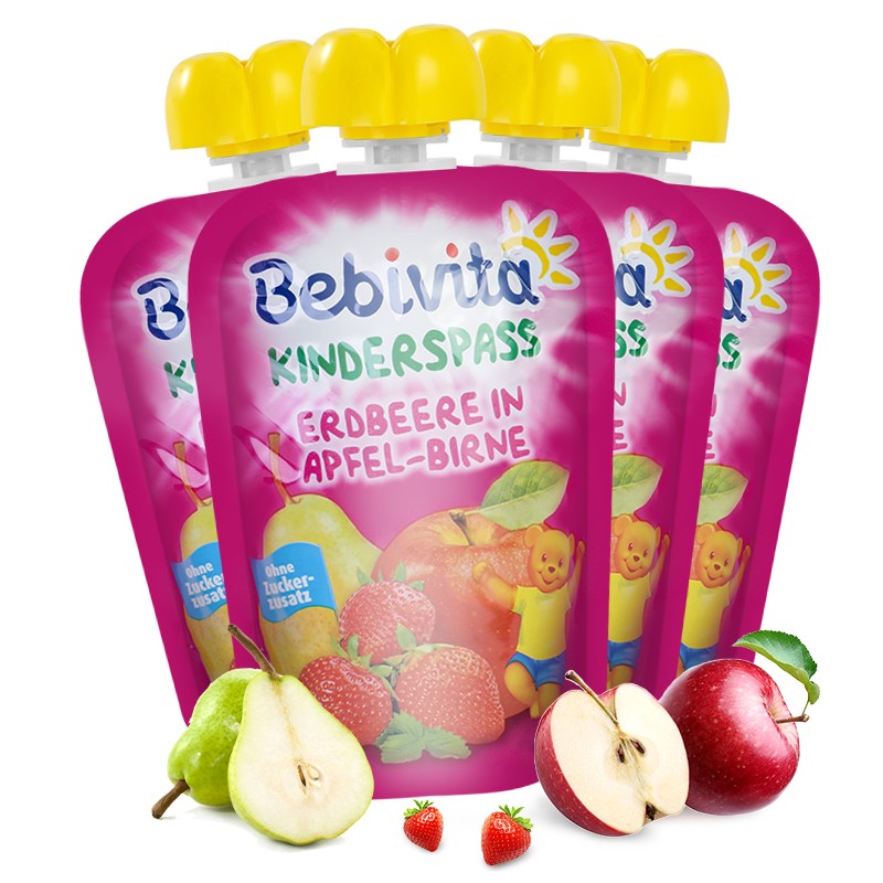 京东plus1见￥99贝唯他bebivita儿童果泥零食1岁苹果梨草莓水果泥吸吸