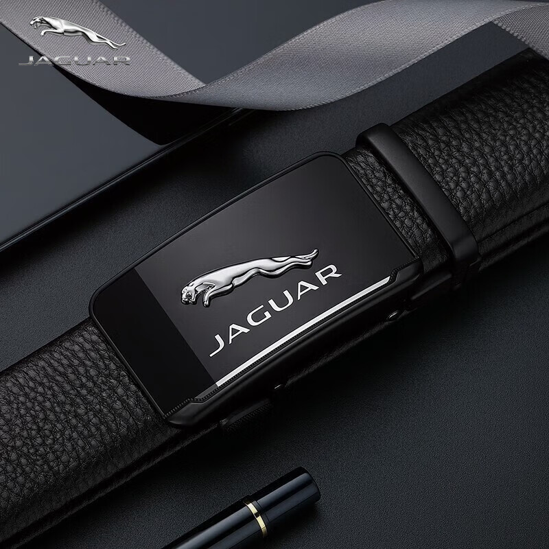jaguar男士皮带国际十大品牌自动扣头牛皮腰带礼品送七