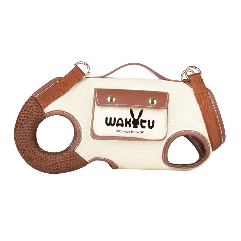 WAKYTU狗狗牽引繩背帶 中小型犬外出便攜 單肩斜挎背心式貓狗包