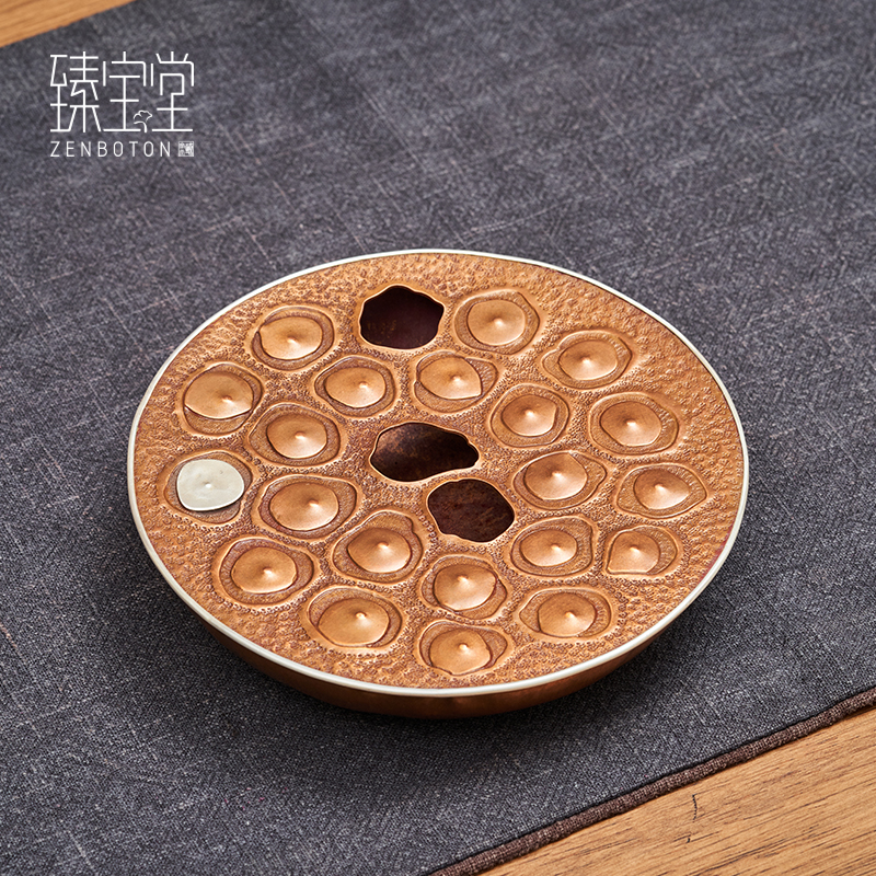 臻宝堂铜壶承包银边一体式干泡台纯手工莲蓬壶托垫小号金属茶器中式