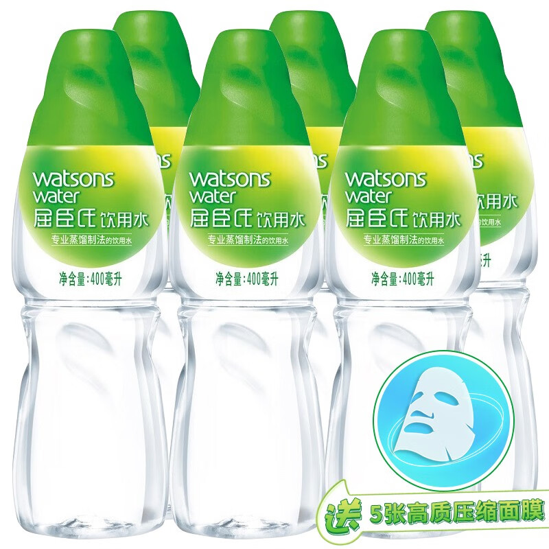 屈臣氏(watsons) 饮用水 蒸馏水 400ml*6瓶