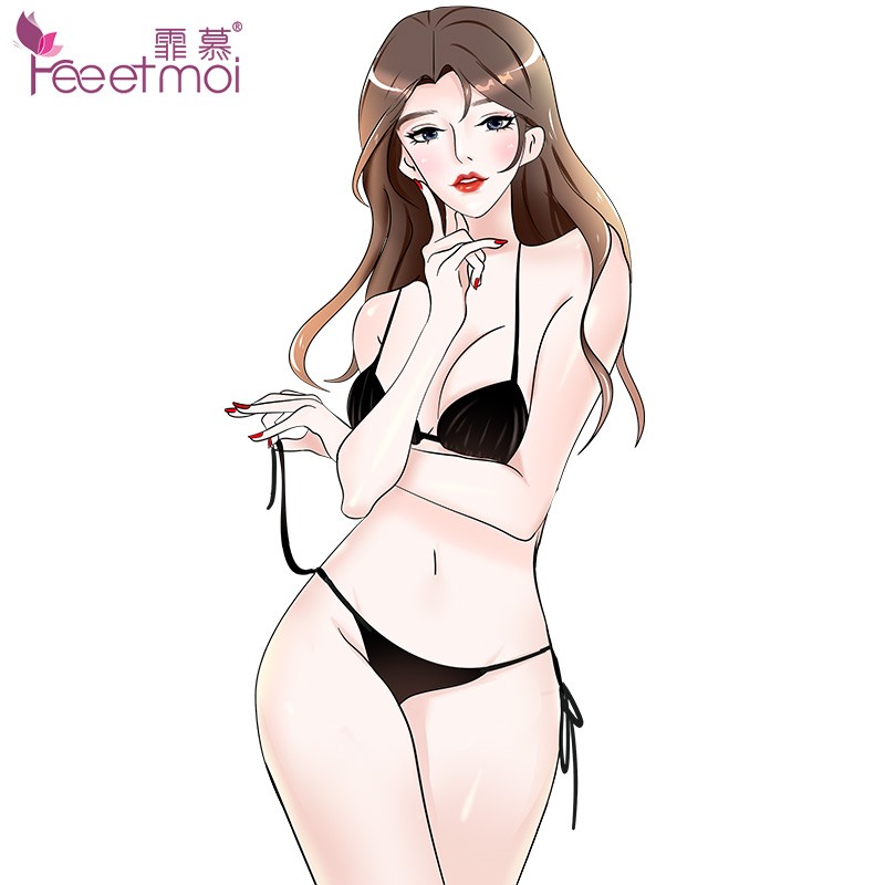 三点式绑带文胸内裤套装 性感比基尼泳衣可挂脖胸罩女士大码 夫 胸