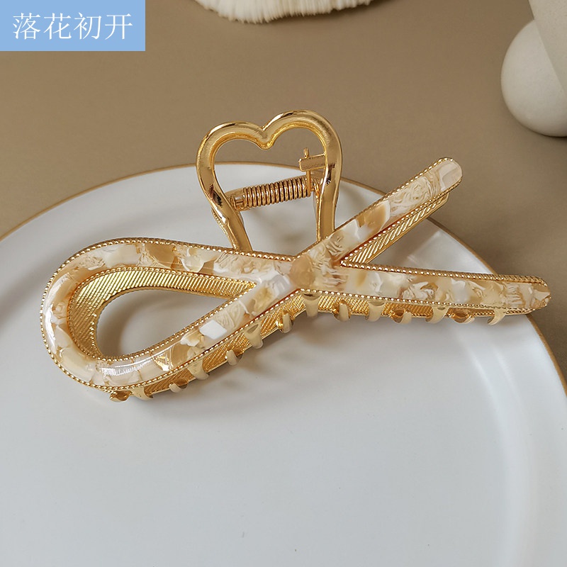 落花初开 韩国时尚百搭后脑勺盘发抓夹简约气质金属鲨鱼夹发卡子头饰