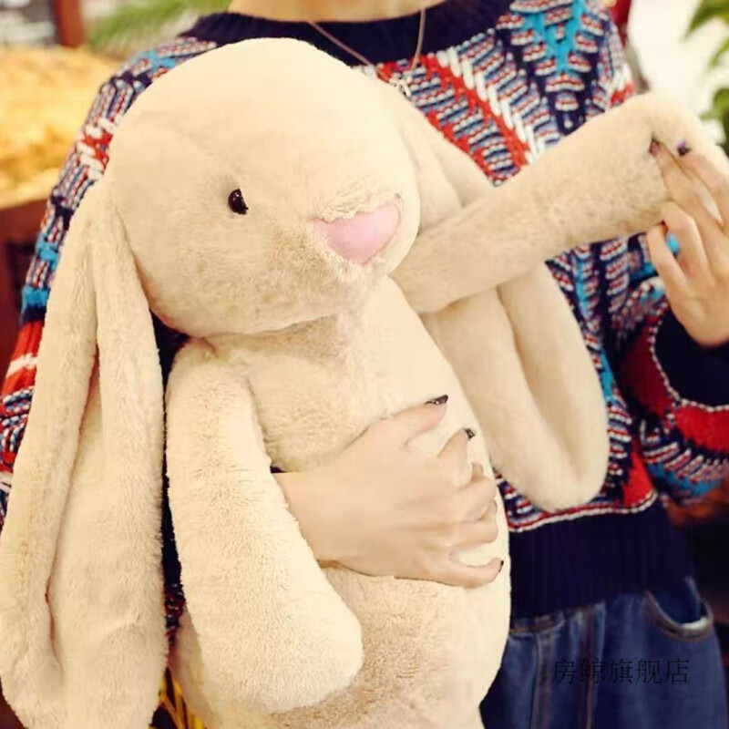 弗贝妮安抚兔玩偶宝宝玩具玩偶公主兔娃娃可爱长耳朵兔子邦尼兔兔 黄色 80(cm)(包含耳朵)
