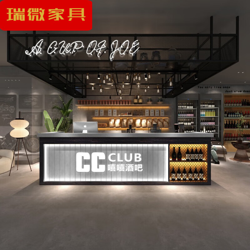 复古工业风收银台酒吧转角柜台店铺商用弧形吧台台球厅 款式a--水泥灰