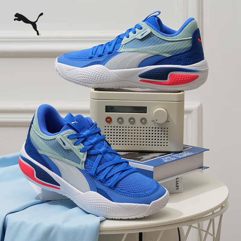 彪马（PUMA）赵继伟同款缓震防滑透气实战篮球鞋男女COURTRIDER195634 蓝色-蓝绿色-05 42