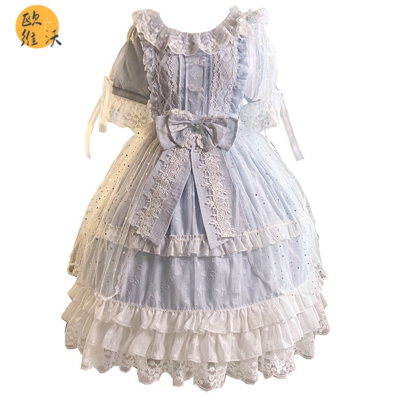 原创设计洛丽塔lolita星颂op夏日清新甜美轻花嫁款日常洋装连衣裙萝莉