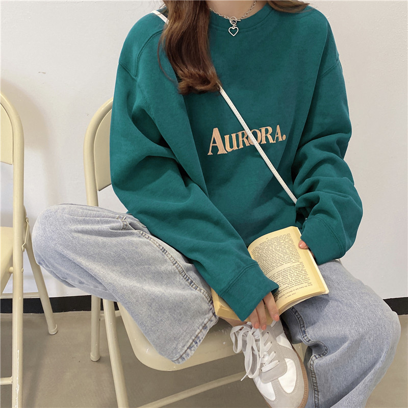 waitmore春秋薄款宽松韩版潮学生闺蜜姐妹装上衣服早秋外套特价 青色