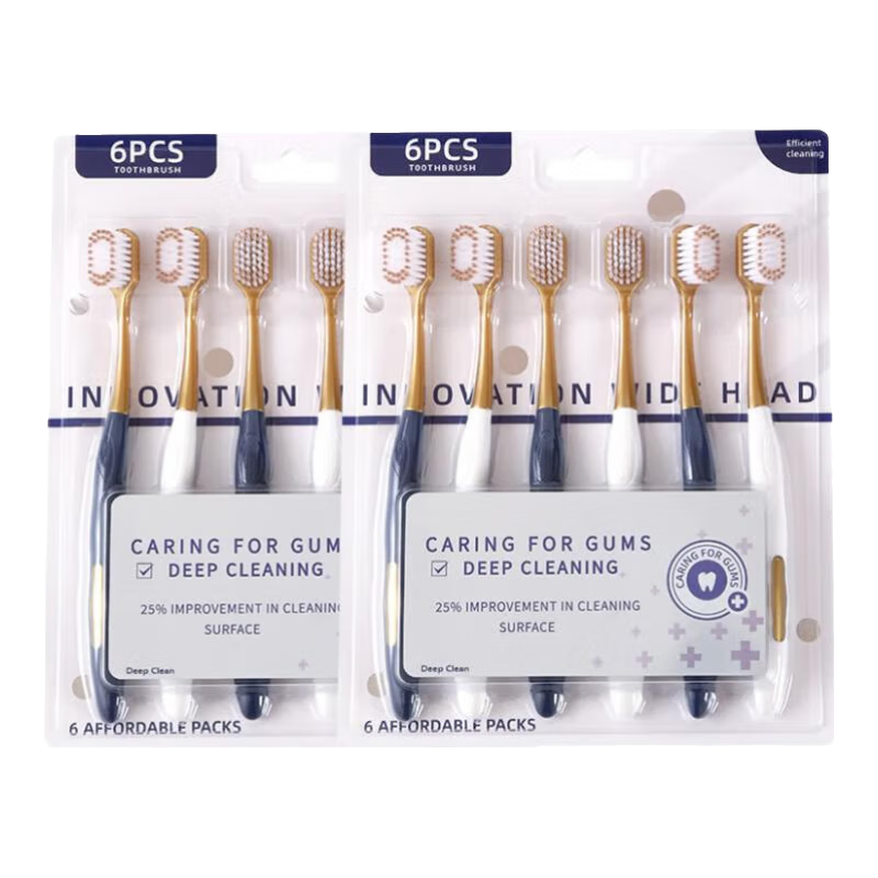 Jepoo（山姆同款造型）软毛牙刷 宽头牙刷  成人家用护龈牙 软毛 6支 *2排