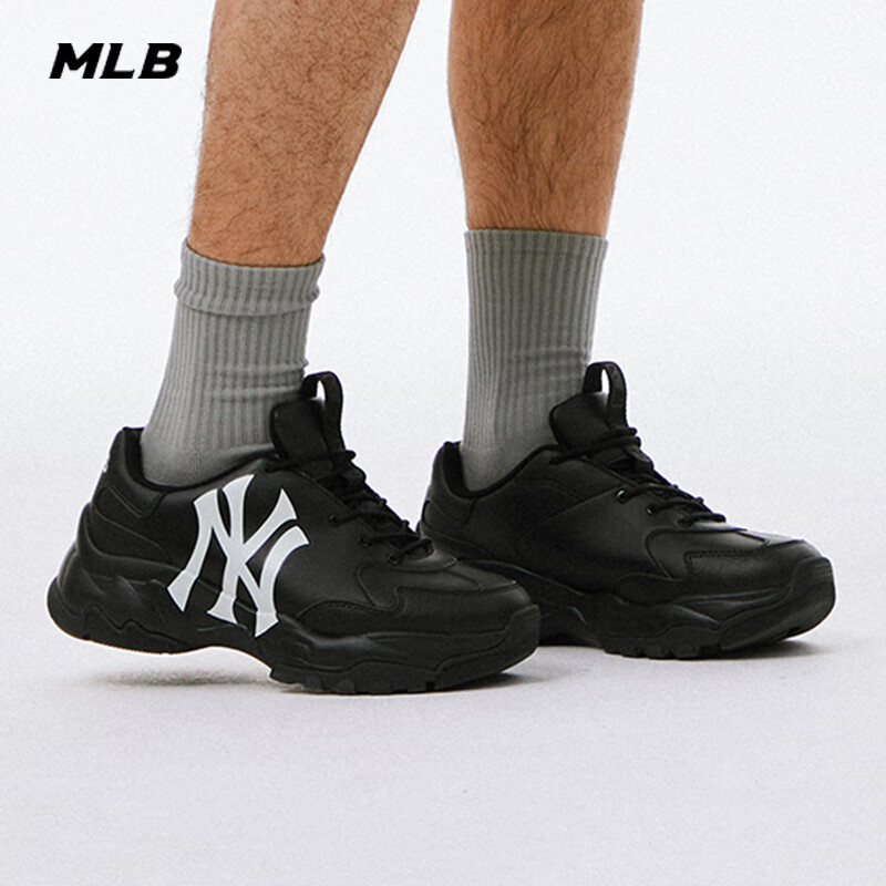MLB官方老爹鞋女鞋子 新款运动鞋男鞋情侣休闲鞋NY跑步鞋 3ASHC104N 洋基队/黑色(升级版) 41 (260mm)