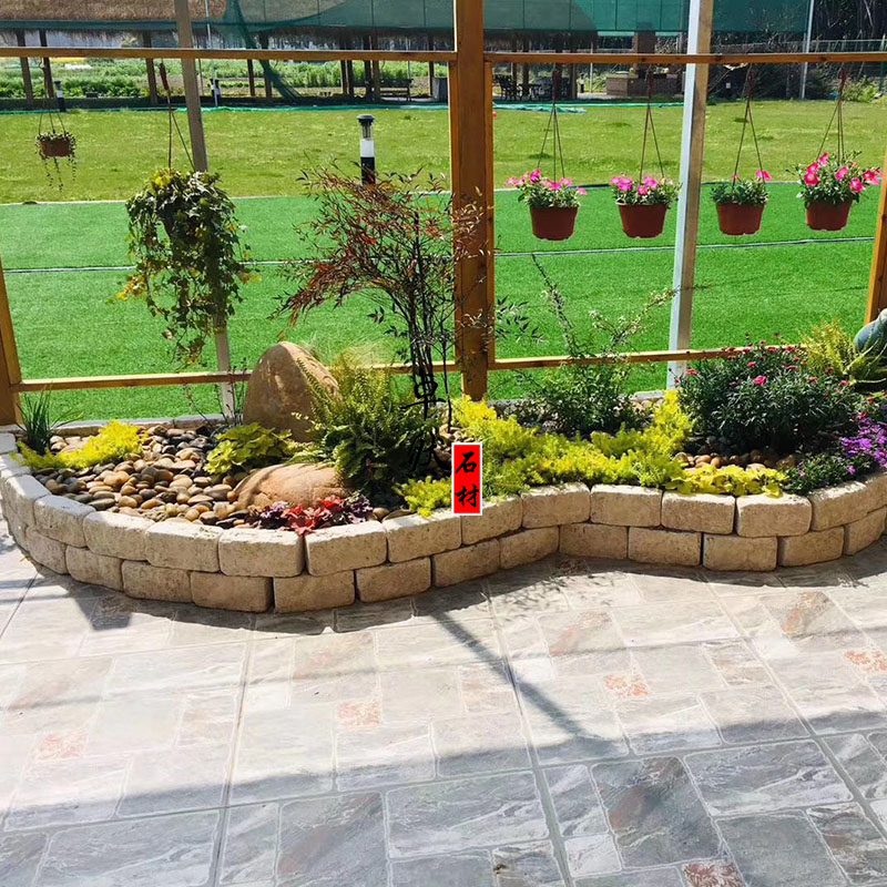 汐岩 庭院花园围边石 挡土石 步道石马蹄石园林景观踏步石花坛侧石