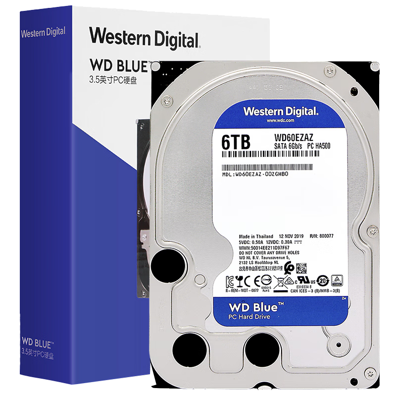 ݣWD  6TB SATA 5400ת 3.5Ӣ̨ʽеӲ (WD60EZAZ)956.6Ԫ