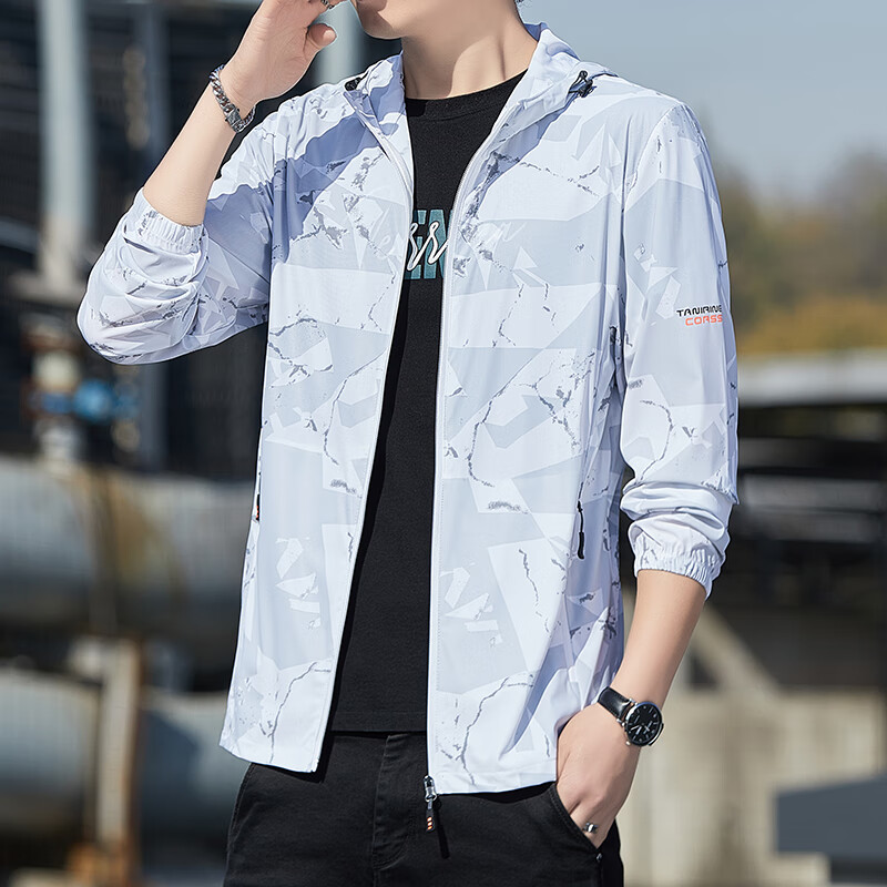 骆驼(camel)冰丝防晒衣男士夏季薄款潮牌凉感透气防紫外线迷彩钓鱼服