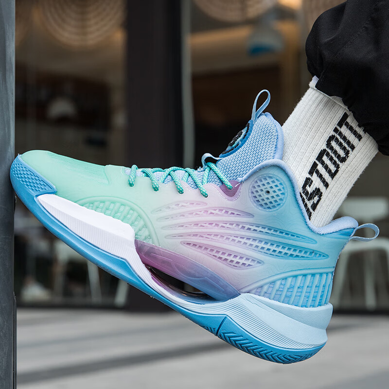 疾步摩擦有声音夜光篮球鞋缓震实战学生运动球鞋儿童男 红色 38