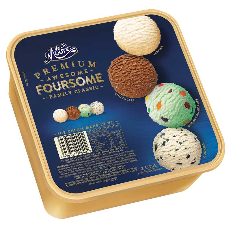 MUCHMOORE 玛琪摩尔 冰淇淋组合装 4口味 2L（巧克力+古蒂糖+香草+奶油曲奇）