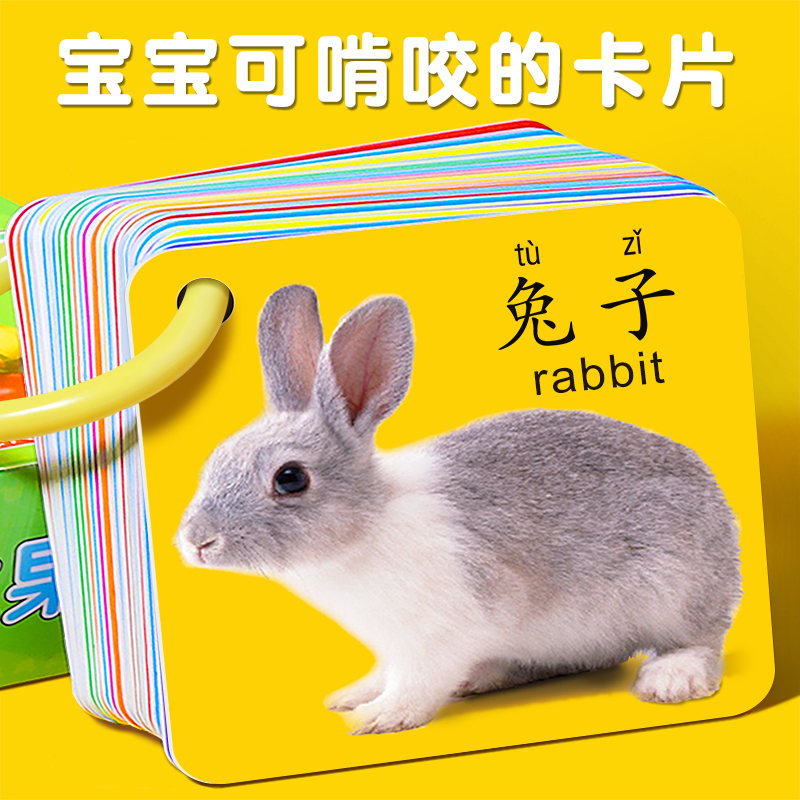 启蒙书儿童一岁宝宝玩具婴儿幼识字看图识物 2盒:动物世界 水果蔬菜