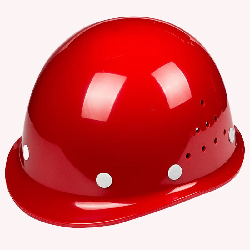 酷仕盾圆形透气 防砸抗冲击 工地用头盔pe 工地建筑安全帽 一顶 红色