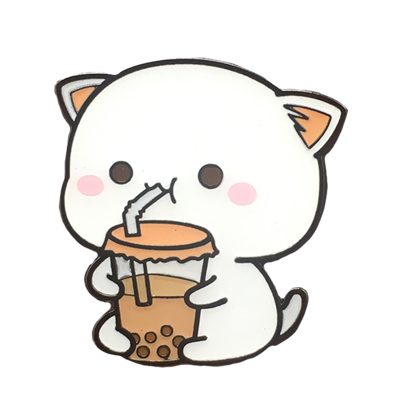 蜜桃猫第二弹徽章 蜜桃猫二让爱先行潮玩周边徽章礼物纪念品 喝奶茶