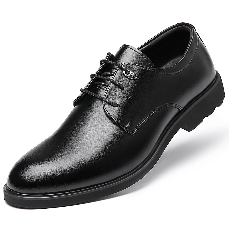 rgcklboss皮鞋男士商务休闲正装英伦耐磨舒适通勤鞋子男 krs1618 黑色