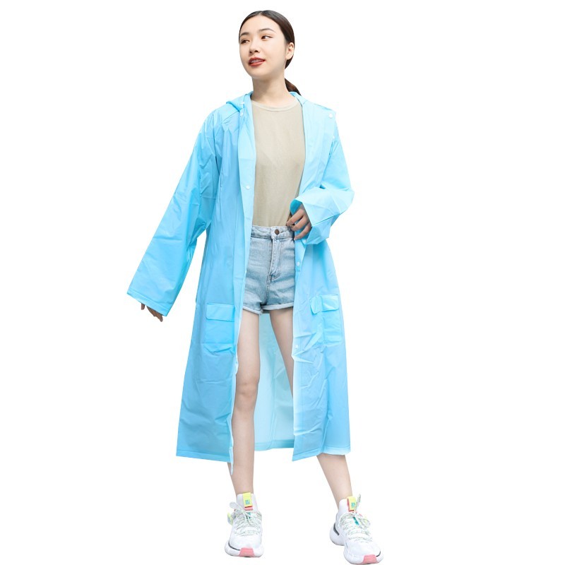 新款透明雨衣加厚防水雨披便携男女时尚长款 白色XL-男女通用 XL均码-蓝色款