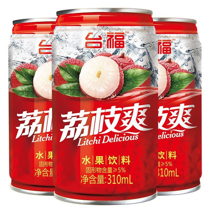 台福水果味饮料310ml*24罐荔枝爽红毛丹果味饮料办公室休闲饮品 荔枝