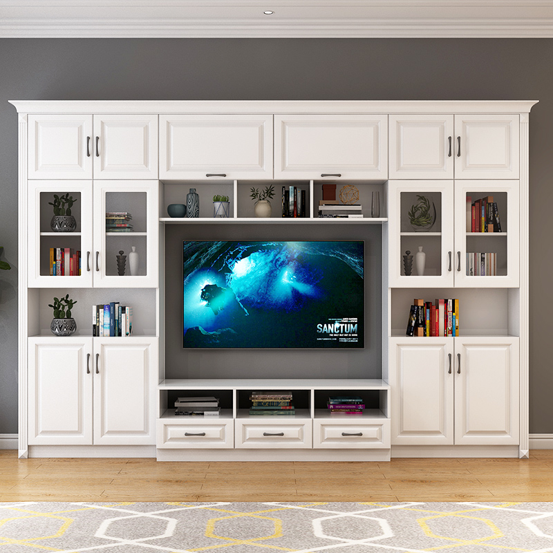 晋木元家具客厅整体电视柜组合电视墙柜现代简约多功能书柜收纳柜背景