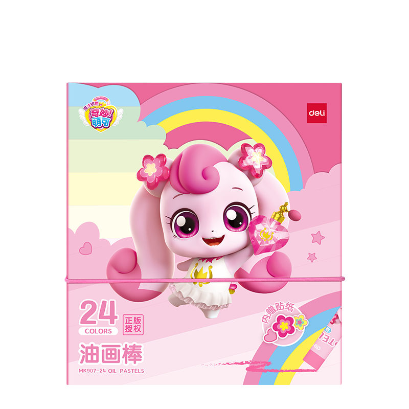 得力（deli）24色奇妙萌可细圆杆油画棒(12色/盒)旋彩棒儿童丝滑蜡笔不脏手可水洗礼物MK907-24