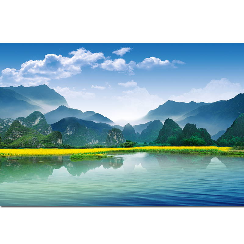 桂林山水风景画世界名胜靠山图财源滚滚电视背景客厅餐厅墙装饰画