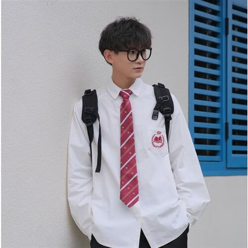 yfzb领证结婚证件照衣服情侣衬衫长袖jk复古衬衣学生班服 白色男(配