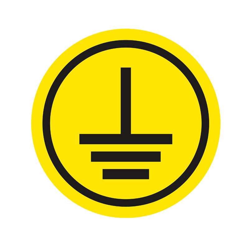 接地标识贴abcnpe相序标志电器电气设备标签提示贴 接地(黄底带圈) 不