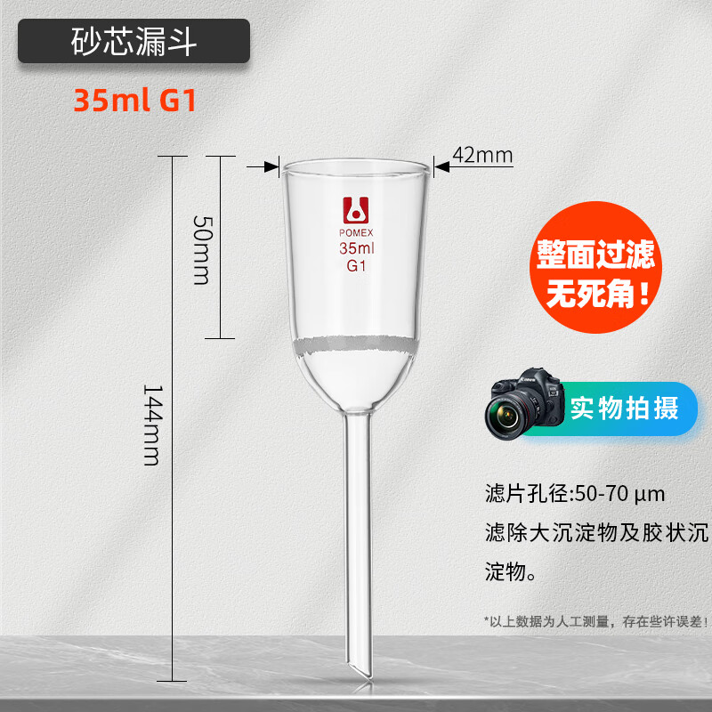 玻璃砂芯漏斗过滤垂熔漏斗35/40/60/100/250/500/1000/2000ml毫升