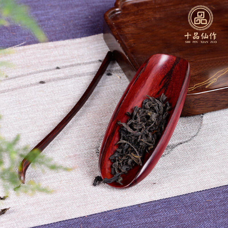 十品仙作带金星印度小叶紫檀茶拨茶铲 檀香紫檀取茶匙醒茶勺 红木茶荷