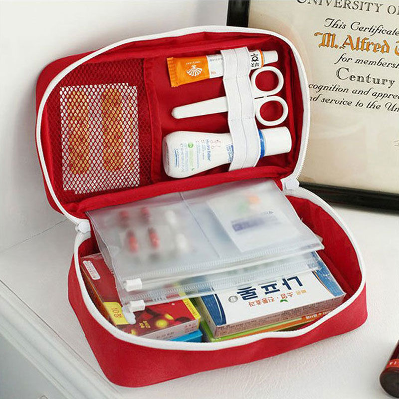 牧鱼 学生开学旅行医药包便携家庭户外用品收纳包健康防疫包 便携医药包-红色（单包）
