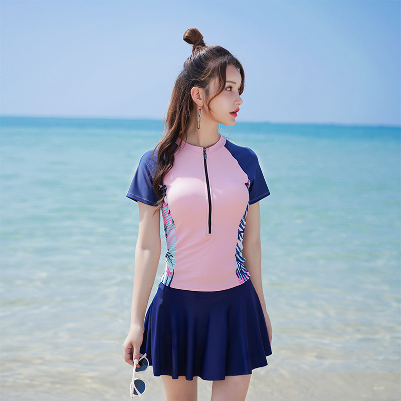 夏季新款游泳衣女夏2021新款学生仙气少女保守小胸分体裙显瘦遮肚海晒